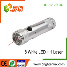 China Factory Supply Matériel d&#39;aluminium bon marché 3 * aaa Battery Operated Pocket Small 8 led laser laser laser laser pointeur